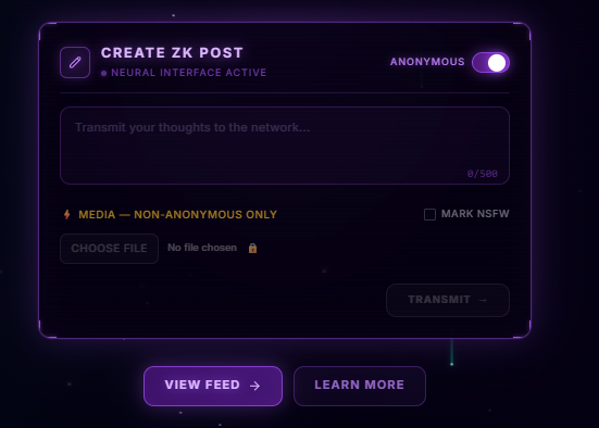 ZK-Anon anonymous post creation interface